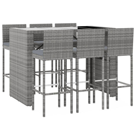 7 Piece Garden Bar Set With Cushions Poly Rattan