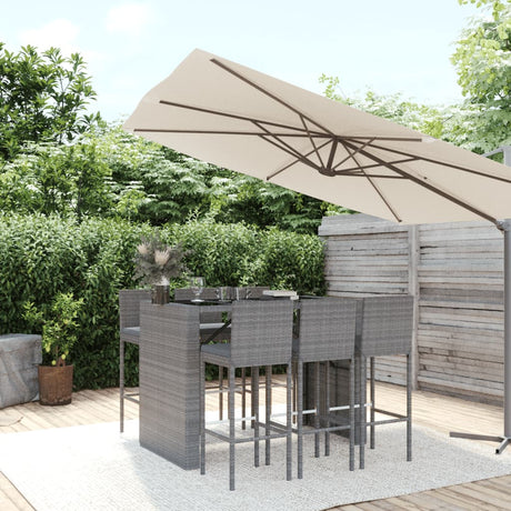 7 Piece Garden Bar Set With Cushions Poly Rattan