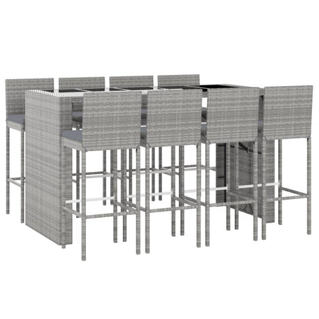 9 Piece Garden Bar Set With Cushions Poly Rattan