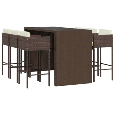 7 Piece Garden Bar Set With Cushions Poly Rattan
