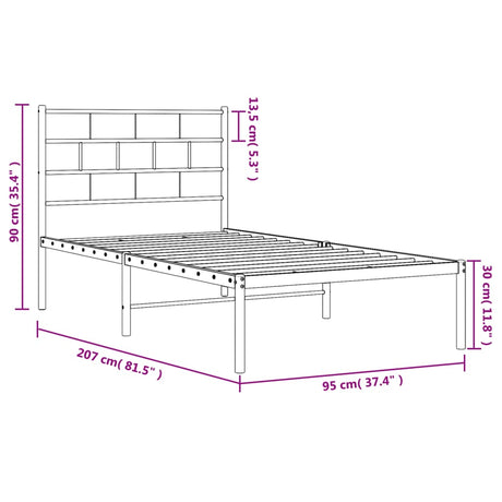 Metal Bed Frame Without Mattress 90X200Cm