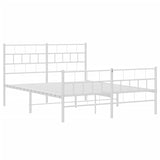 Metal Bed Frame without Mattress with Footboard White 150x200cm