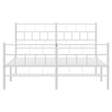 Metal Bed Frame without Mattress with Footboard White 150x200cm