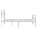 Metal Bed Frame without Mattress with Footboard White 150x200cm