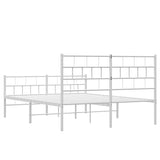Metal Bed Frame without Mattress with Footboard White 150x200cm