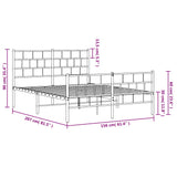 Metal Bed Frame without Mattress with Footboard White 150x200cm