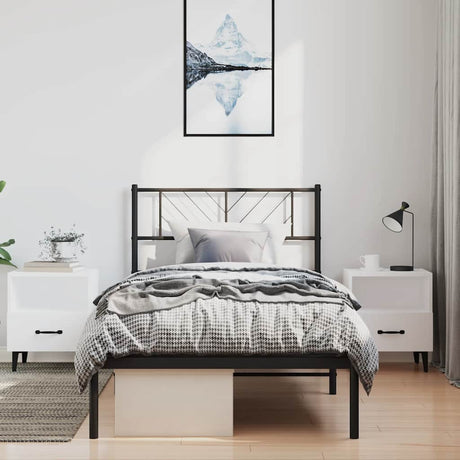 Metal Bed Frame Without Mattress With Footboard 150X200Cm