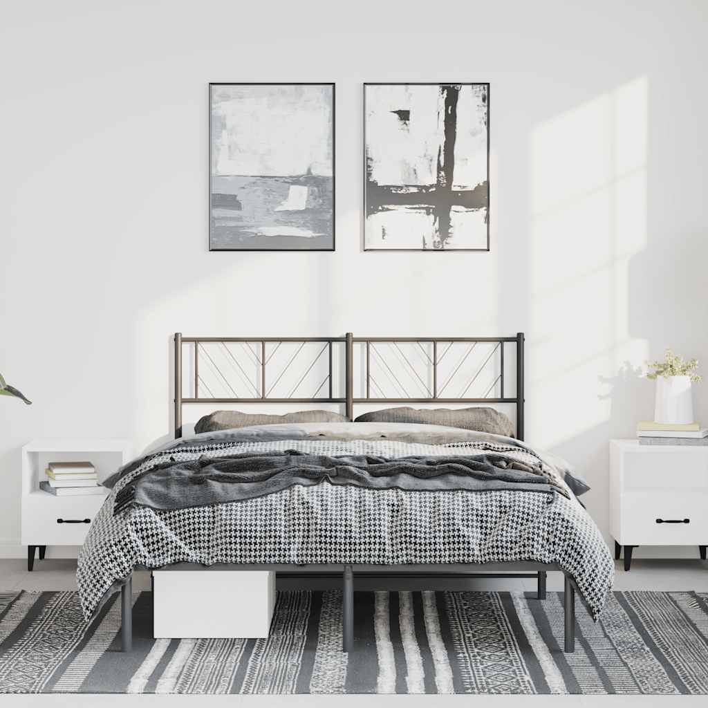Metal Bed Frame Without Mattress With Footboard 150X200Cm