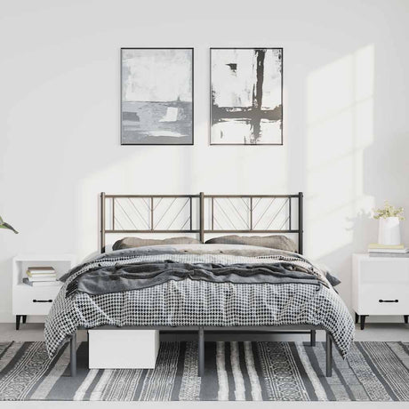Metal Bed Frame Without Mattress With Footboard 150X200Cm