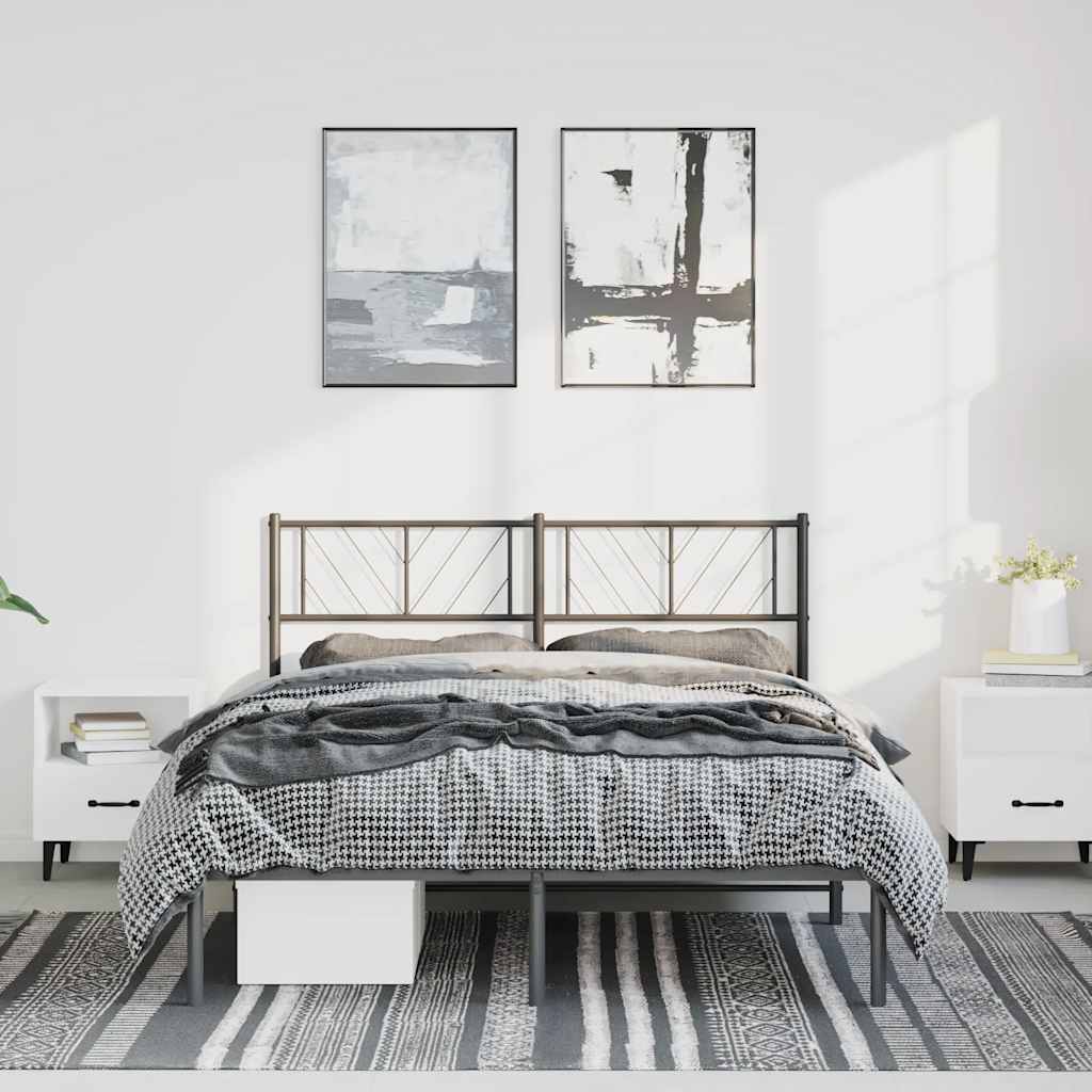 Metal Bed Frame Without Mattress With Footboard 150X200Cm
