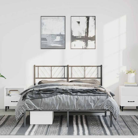 Metal Bed Frame Without Mattress With Footboard 150X200Cm