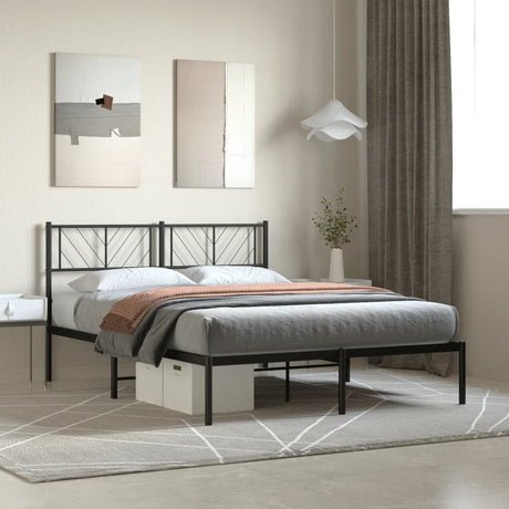 Metal Bed Frame Without Mattress With Footboard 150X200Cm
