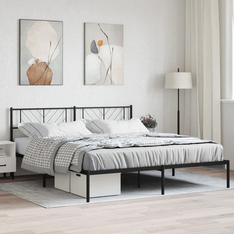 Metal Bed Frame Without Mattress With Footboard 150X200Cm