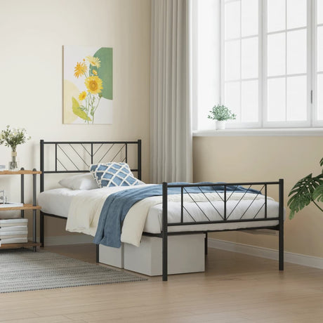 Metal Bed Frame Without Mattress With Footboard 150X200Cm