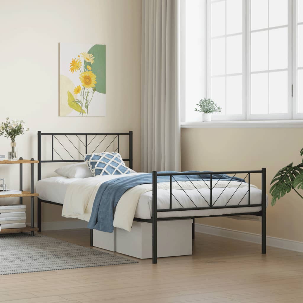 Metal Bed Frame Without Mattress With Footboard 150X200Cm