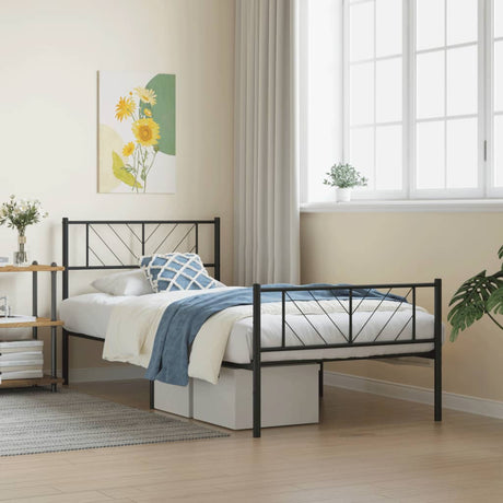 Metal Bed Frame Without Mattress With Footboard 150X200Cm
