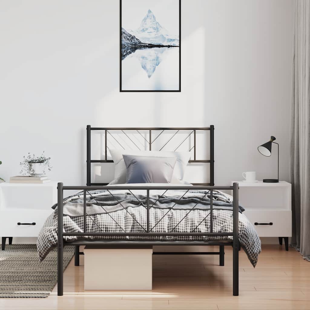 Metal Bed Frame Without Mattress With Footboard 150X200Cm
