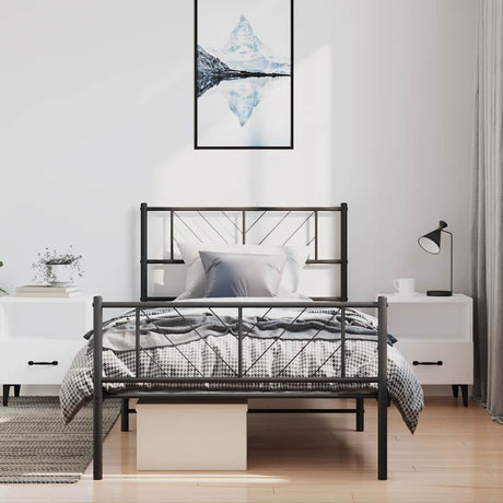 Metal Bed Frame Without Mattress With Footboard 150X200Cm