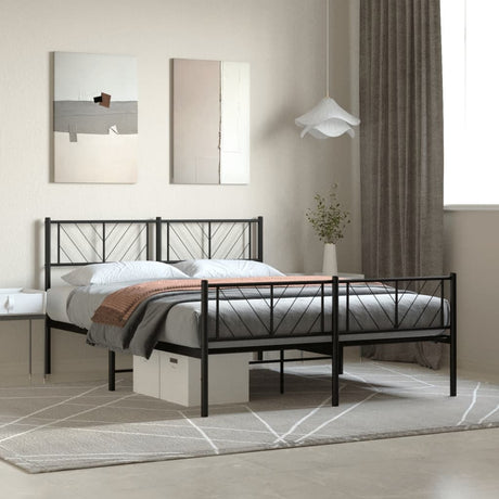 Metal Bed Frame Without Mattress With Footboard 150X200Cm