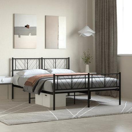 Metal Bed Frame Without Mattress With Footboard 150X200Cm