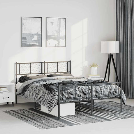 Metal Bed Frame Without Mattress With Footboard 150X200Cm