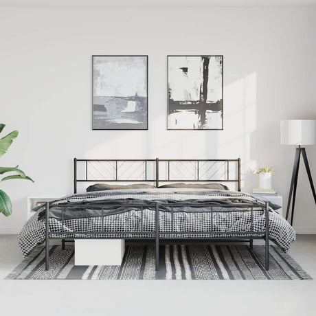 Metal Bed Frame Without Mattress With Footboard 150X200Cm