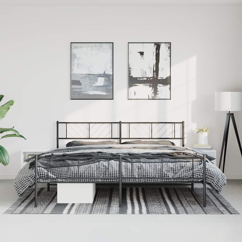 Metal Bed Frame Without Mattress With Footboard 150X200Cm