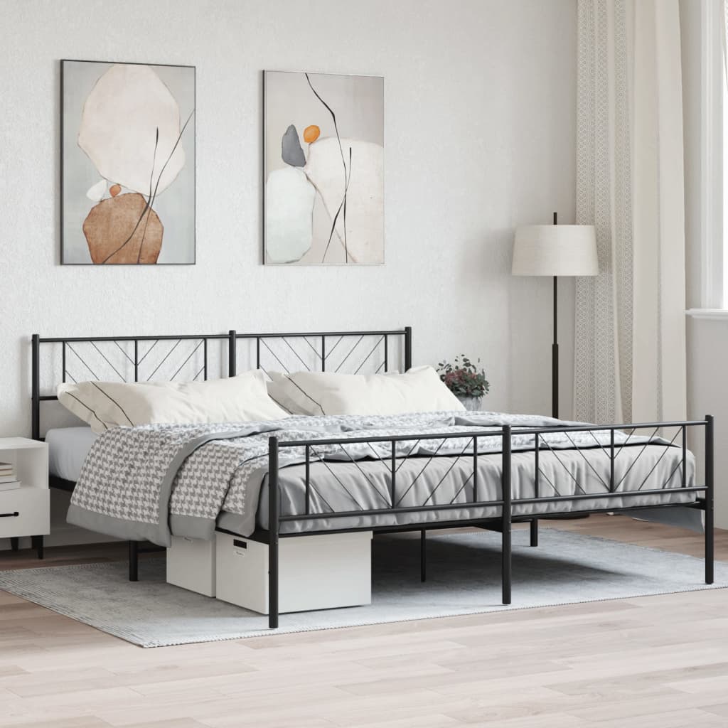 Metal Bed Frame Without Mattress With Footboard 150X200Cm