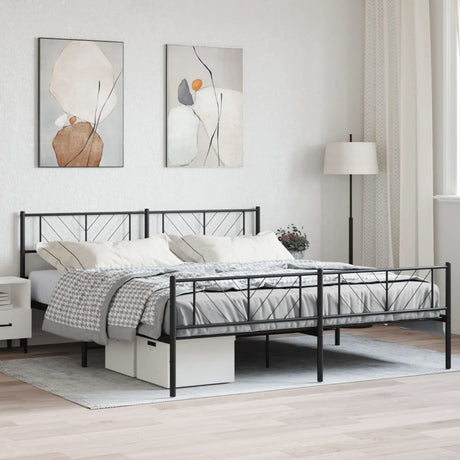 Metal Bed Frame Without Mattress With Footboard 150X200Cm
