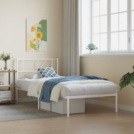 Metal Bed Frame Without Mattress With Footboard 150X200Cm