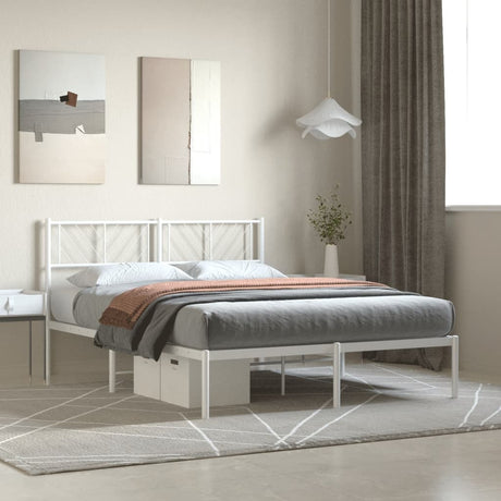 Metal Bed Frame Without Mattress With Footboard 150X200Cm
