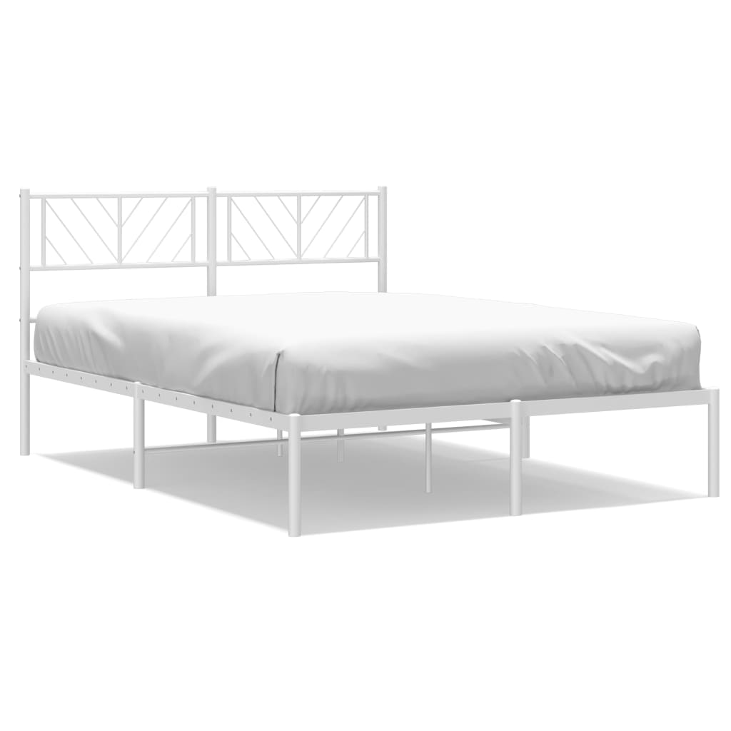 Metal Bed Frame without Mattress with Headboard White 160x200cm