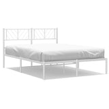 Metal Bed Frame without Mattress with Headboard White 160x200cm