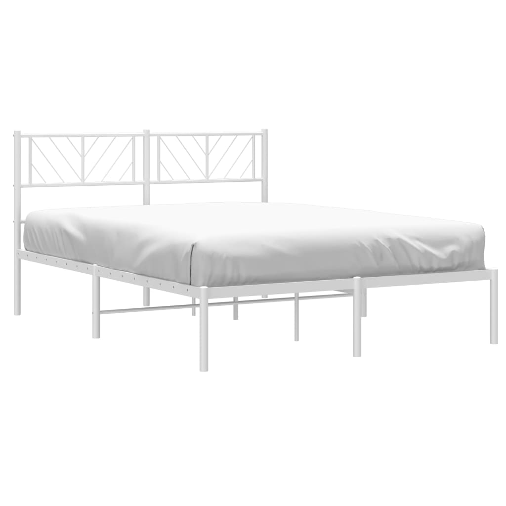Metal Bed Frame without Mattress with Headboard White 160x200cm