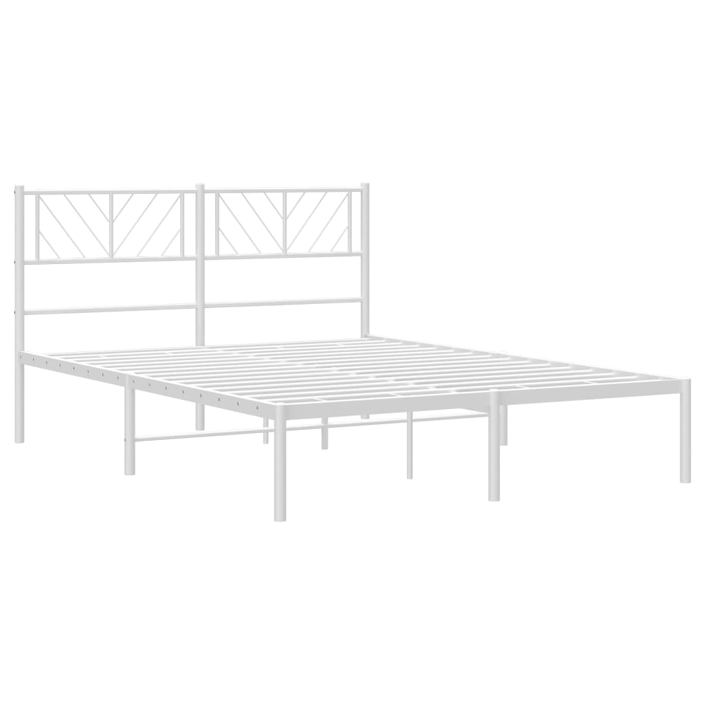 Metal Bed Frame without Mattress with Headboard White 160x200cm