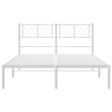 Metal Bed Frame without Mattress with Headboard White 160x200cm
