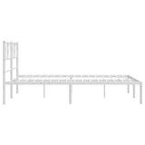 Metal Bed Frame without Mattress with Headboard White 160x200cm