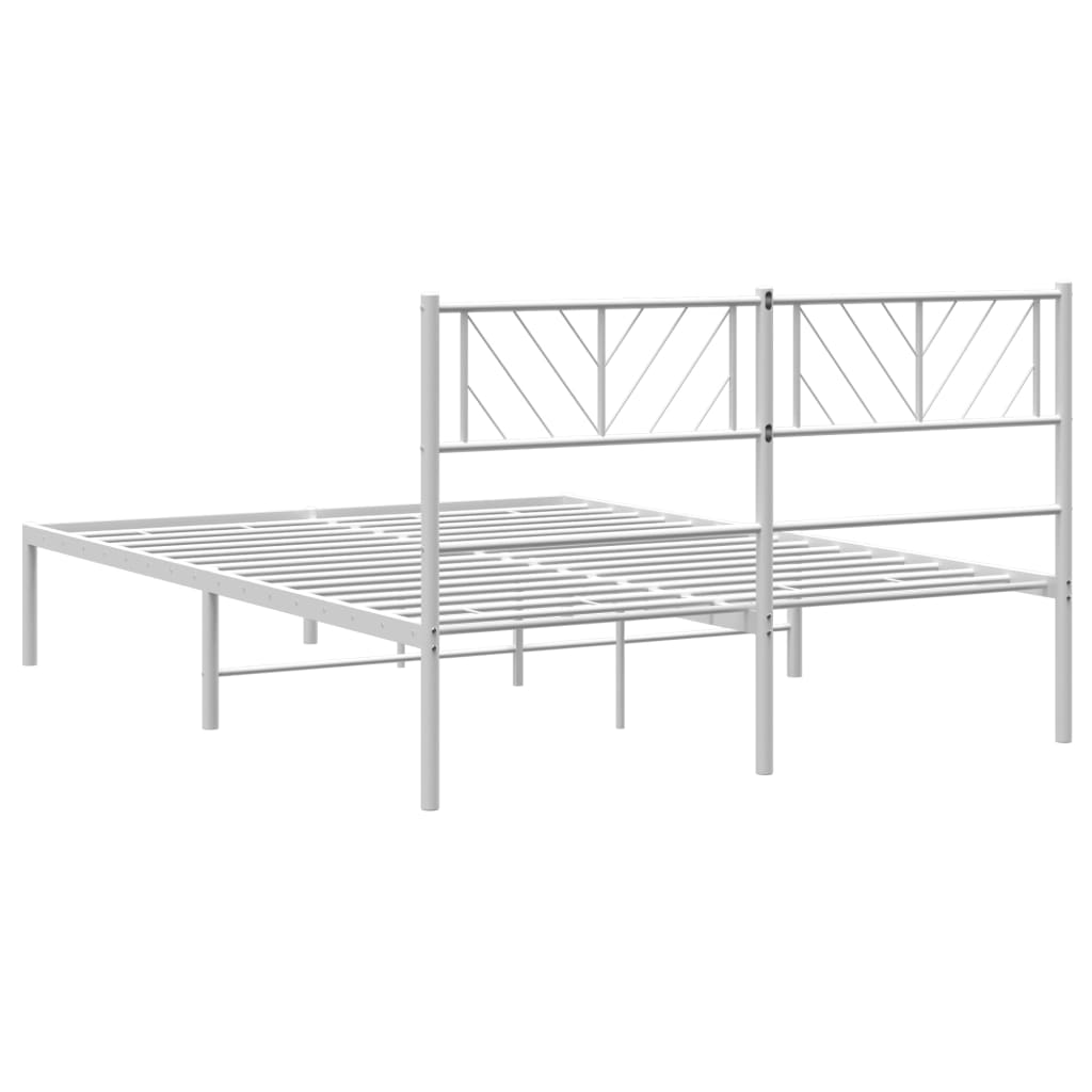 Metal Bed Frame without Mattress with Headboard White 160x200cm