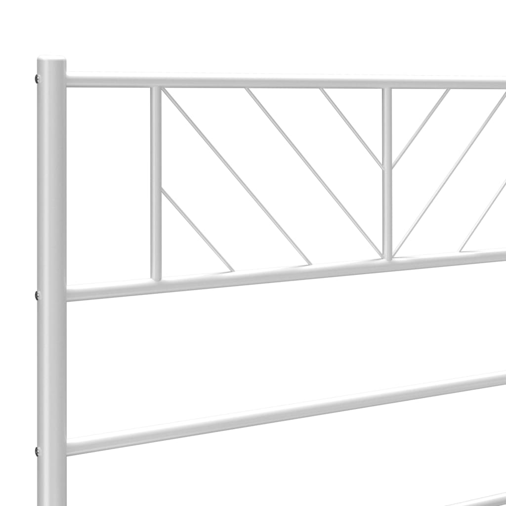 Metal Bed Frame without Mattress with Headboard White 160x200cm