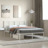 Metal Bed Frame without Mattress with Headboard White 160x200cm