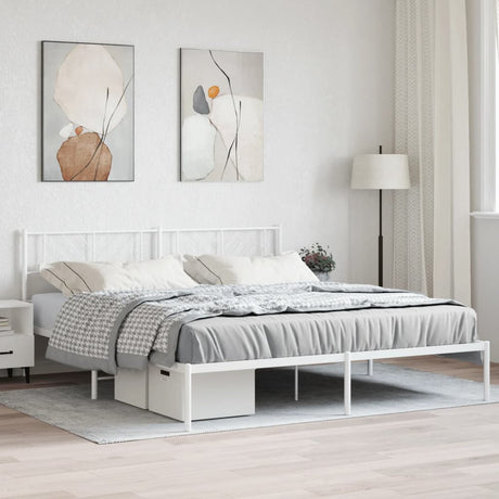 Metal Bed Frame Without Mattress With Footboard 150X200Cm