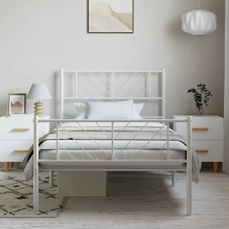 Metal Bed Frame Without Mattress With Footboard 150X200Cm