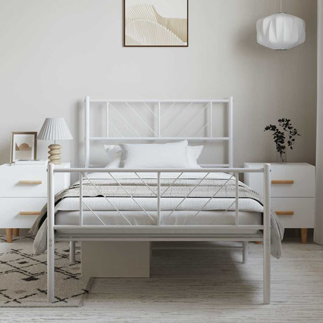 Metal Bed Frame Without Mattress With Footboard 150X200Cm