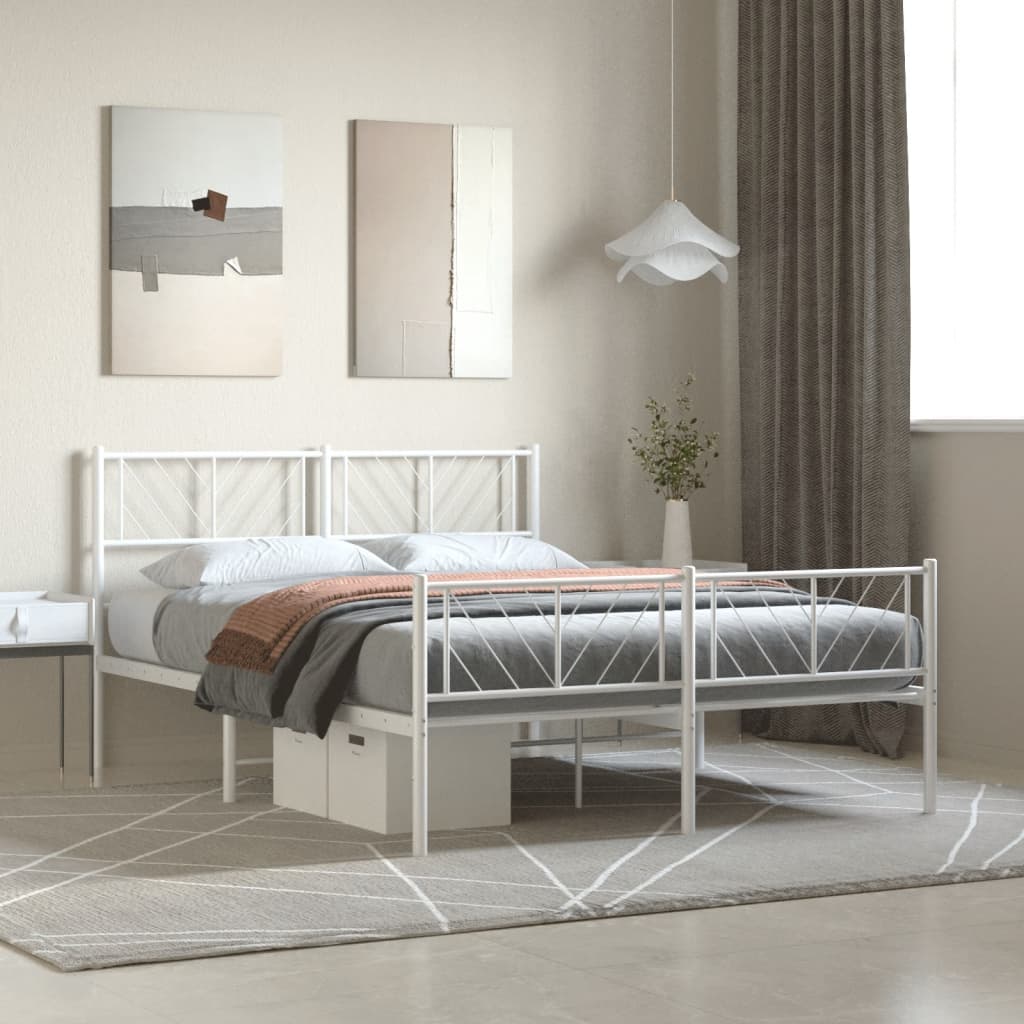 Metal Bed Frame Without Mattress With Footboard 150X200Cm