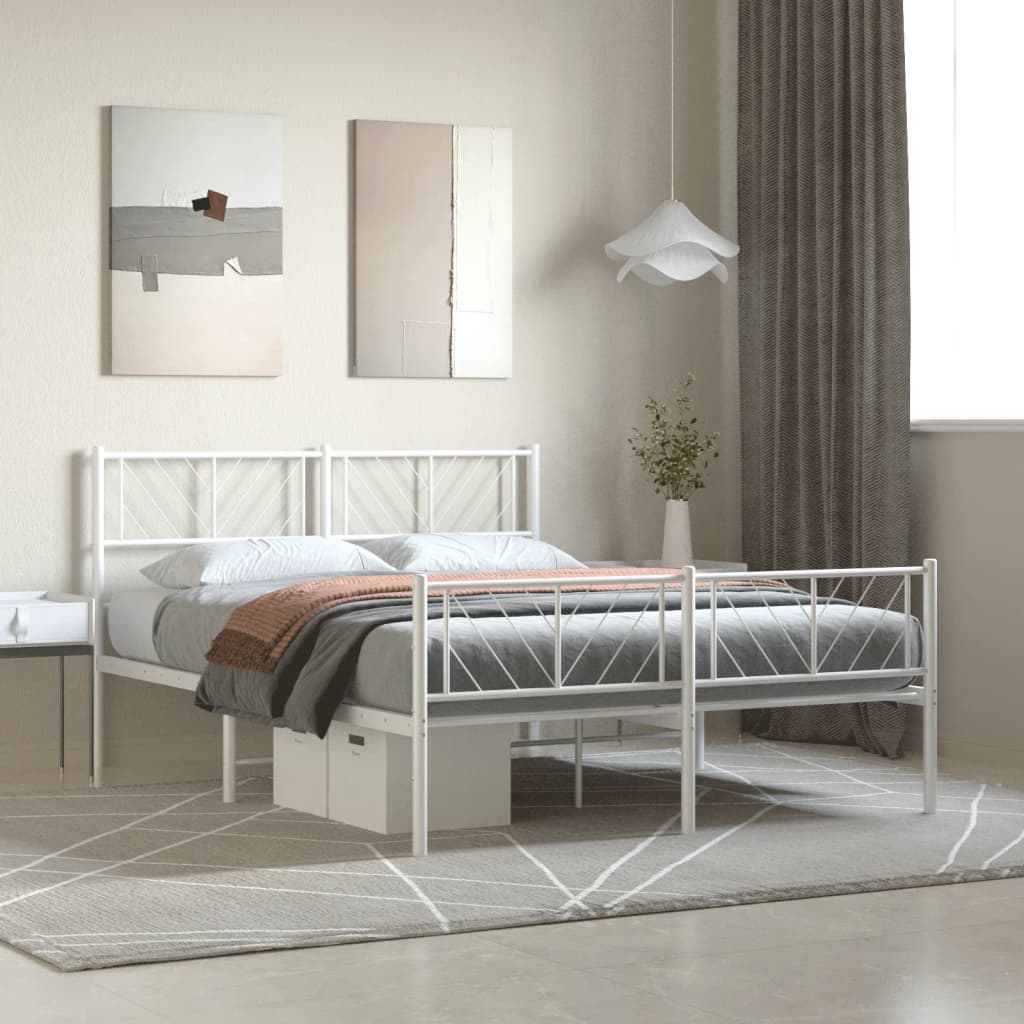 Metal Bed Frame Without Mattress With Footboard 150X200Cm
