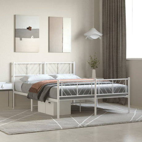 Metal Bed Frame Without Mattress With Footboard 150X200Cm