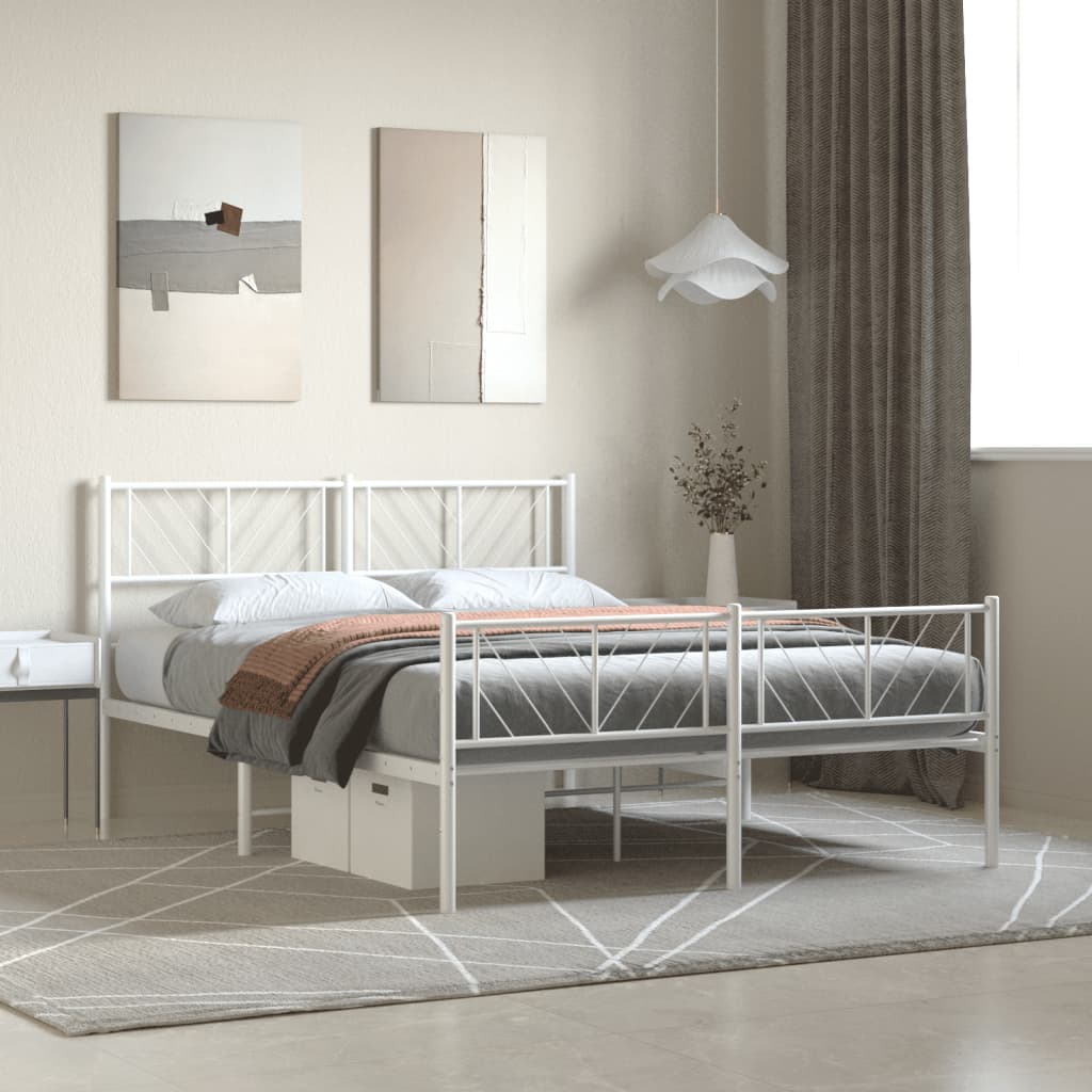 Metal Bed Frame Without Mattress With Footboard 150X200Cm