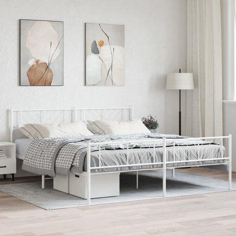 Metal Bed Frame Without Mattress With Footboard 150X200Cm