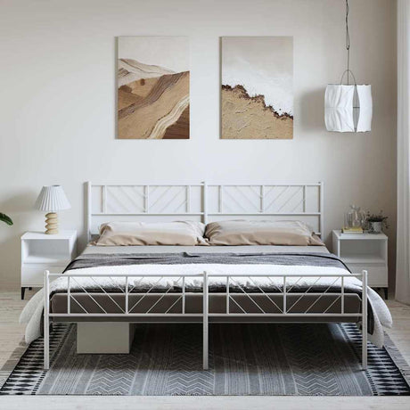 Metal Bed Frame Without Mattress With Footboard 150X200Cm