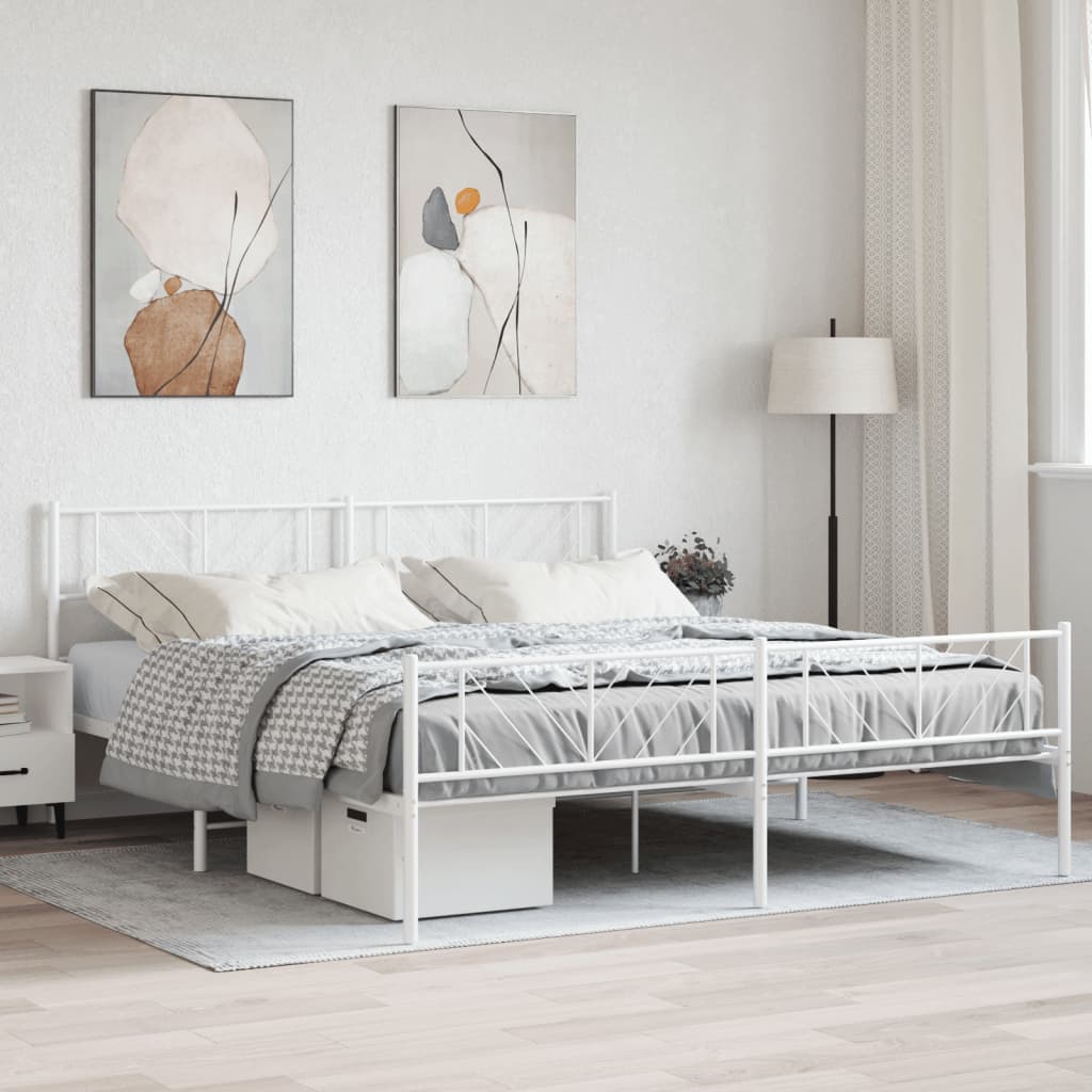 Metal Bed Frame Without Mattress With Footboard 150X200Cm